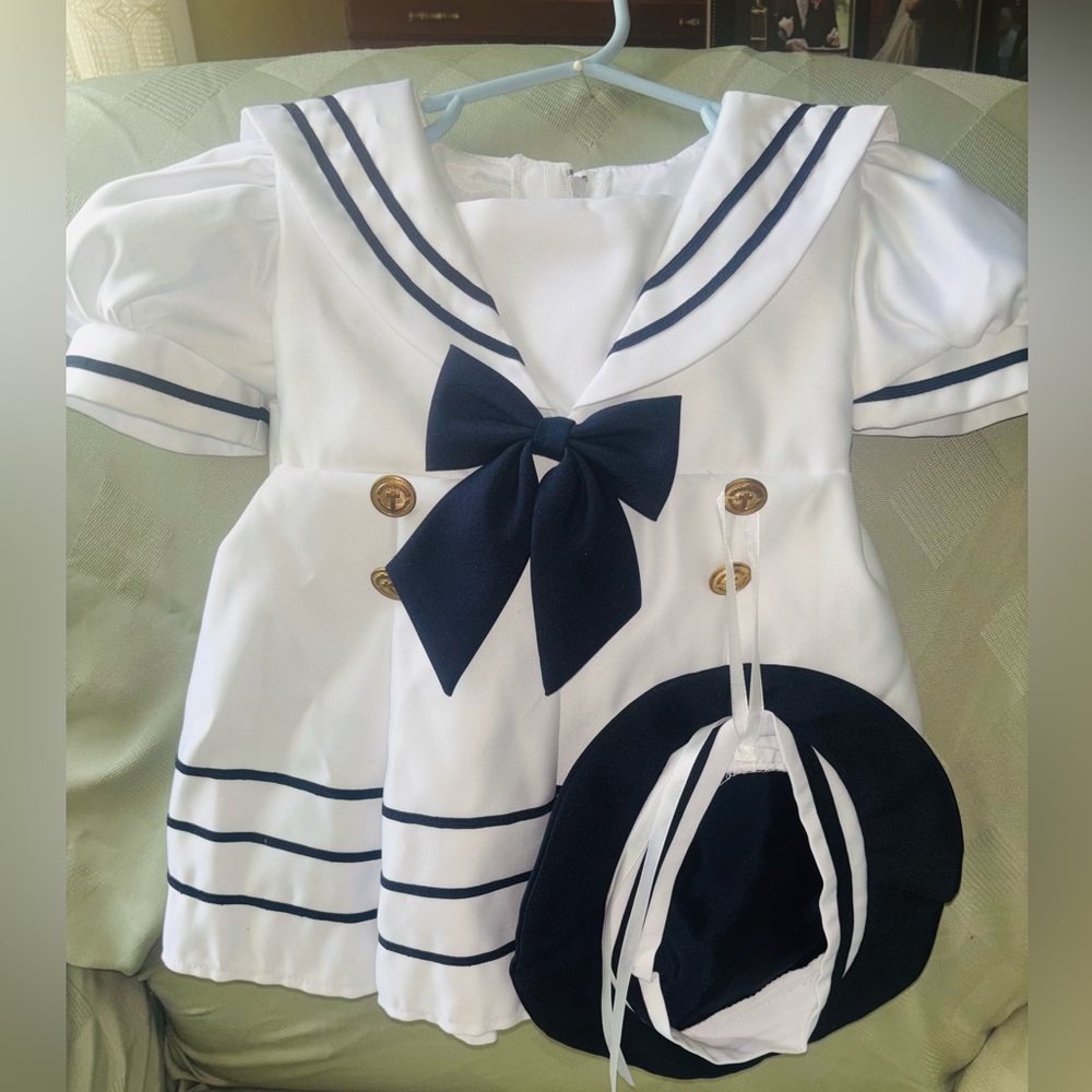 Fouger Navy and White Sailor Dress. Size 12month. Sailor Costume. 2pc set